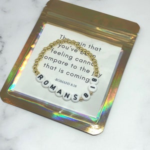 14K Gold Filled Christian Bracelet: Bible Verse Beaded Jewelry