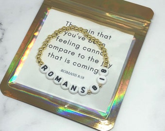 14K Gold Filled Christian Bracelet: Bible Verse Beaded Jewelry