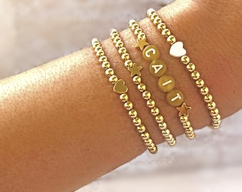 GOLD FILLED STAR Bracelet | 14K Gold Filled Beaded Bracelets | Gold Stacker Bracelets | Minimalist Jewelry