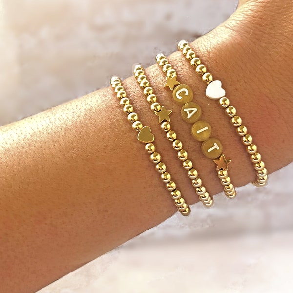 GOLD FILLED STAR Bracelet | 14K Gold Filled Beaded Bracelets | Gold Stacker Bracelets | Minimalist Jewelry