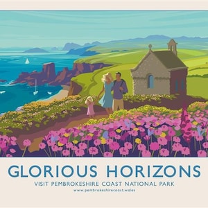 Pembrokeshire Coast National Park "Glorious Horizons" Retro Vintage Style Poster