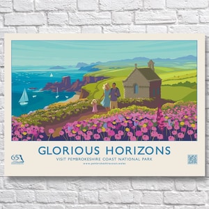 Glorious Horizons - St Nons Pembrokeshire - Landscape Retro Vintage Style Poster