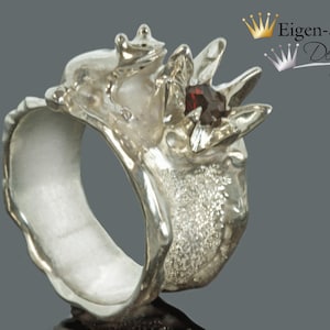 Goldsmith frog ring, &quot;Frog Sam with crown&quot; 925 Sterling silver, frog, silver ring, fairytale, crown, ring with frog, frogs