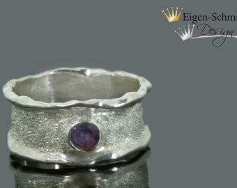 Anillo de plata forjada en oro "Twinkle purple stone S", plata maciza, Navidad, joyas de piedras preciosas, compromiso, joyas únicas, piedras preciosas
