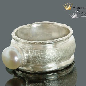 Goldsmith ring with pearl,&quot; real pearl &quot;, pearl, silver ring, gift, gift idea, solid silver, unique, silver jewelry, pearl ring