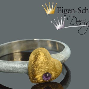 Silverring &quot;&quot;Sweetheart&quot;&quot; in 925 Sterling silver with a 22 carat gold-plating