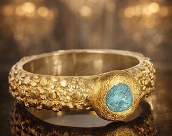 Silverring, "frosted" in 925 sterling silver with a 22 carat gold-plating, present, birthday, marriage, love, engagement