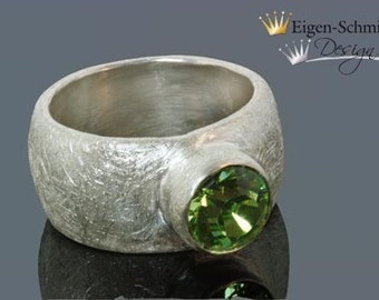 Ring solitär, " matt finished L " , silver, silvering, swarovski, goldsmiths work, silver jewelry, love, handmade jewelry, jewellery