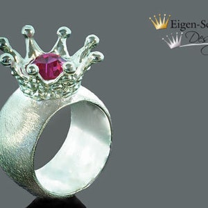 Goldsmith silverring crown jewel, ring with crown, ring silver, handmade jewelery, jewellry zdjęcie 3