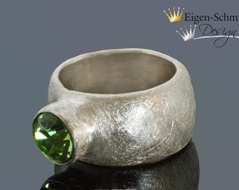 Ring solitär, " matt finished L " , silver, silvering, swarovski, goldsmiths work, silver jewelry, love, handmade jewelry, jewellery