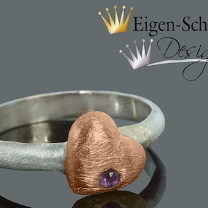 Silverring, &quot;sweetheart&quot; in 925 Sterling Silver with a partial gold-plating