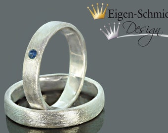 Marriage and Partnership rings, " at all times" in 925 Sterling silver, with sapphire