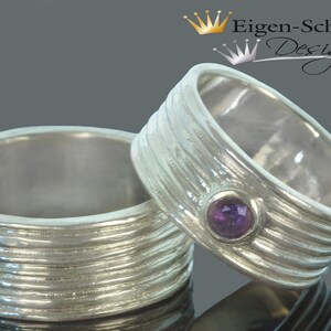 Marriage and Partnership rings, &quot; winding&quot; in 925 Sterling silver, with amethyst