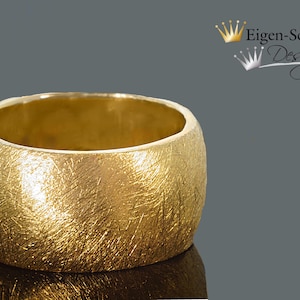 Silverring with gold-plated &quot; to scratched &quot; in sterling silver with 22 carat gold-plated, engagement, engagement ring, wide ring, birthday