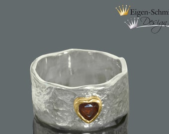 Goldschmiede Silberring "the two of us" in 925 Sterling Silber, Edelsteinschmuck, Geschenkidee, Verlobung, Verlobungsring, Herz, Liebe, Ring