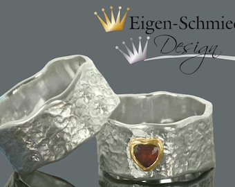 Goldschmiede Partnerring "the two of us", Eheringe, Verlobungsringe, handgefertigt, Unikate, Herz Edelstein, Liebe, Valentinstag, Ringe <3