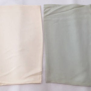 New Unused, Vintage, Old Stock 100% Silk Boudoir Pillow Cases (Pale Sea Glass Green/Light Blue and Ivory Colors)
