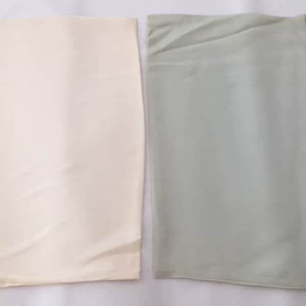 Fundas de almohada Boudoir nuevas, sin usar, vintage, de stock antiguo, 100 % seda (colores verde cristal marino pálido, azul claro y marfil)