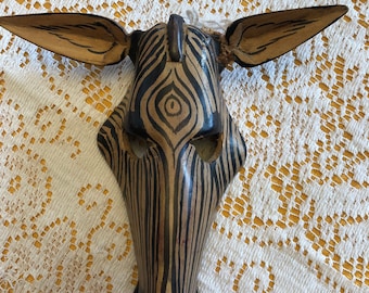 Kenya Afrique masque sculpté à la main en bois sculpture sur bois africain FUN ZEBRA décoration de masque animal