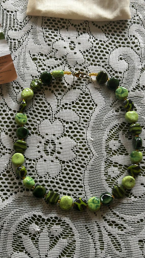 Beautiful KAZURI Beads African Jewelry Elegant Green Clay Beaded