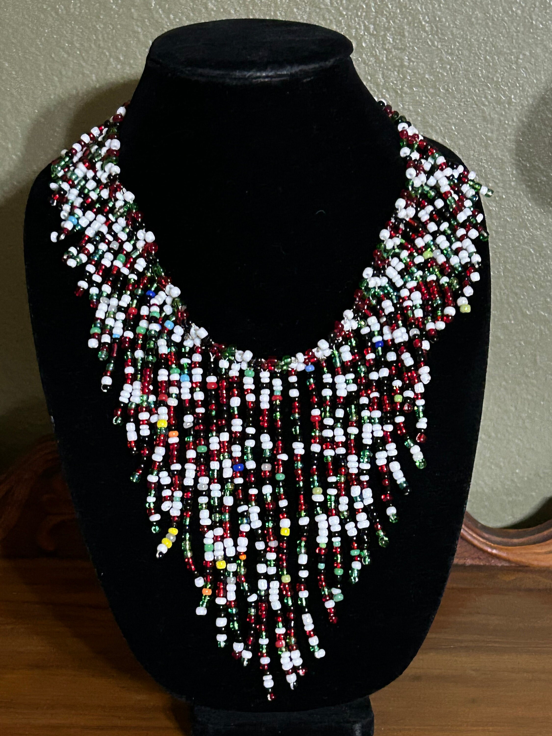 Maasai Masai Mara African Jewelry Beaded Colorful Draping Necklace