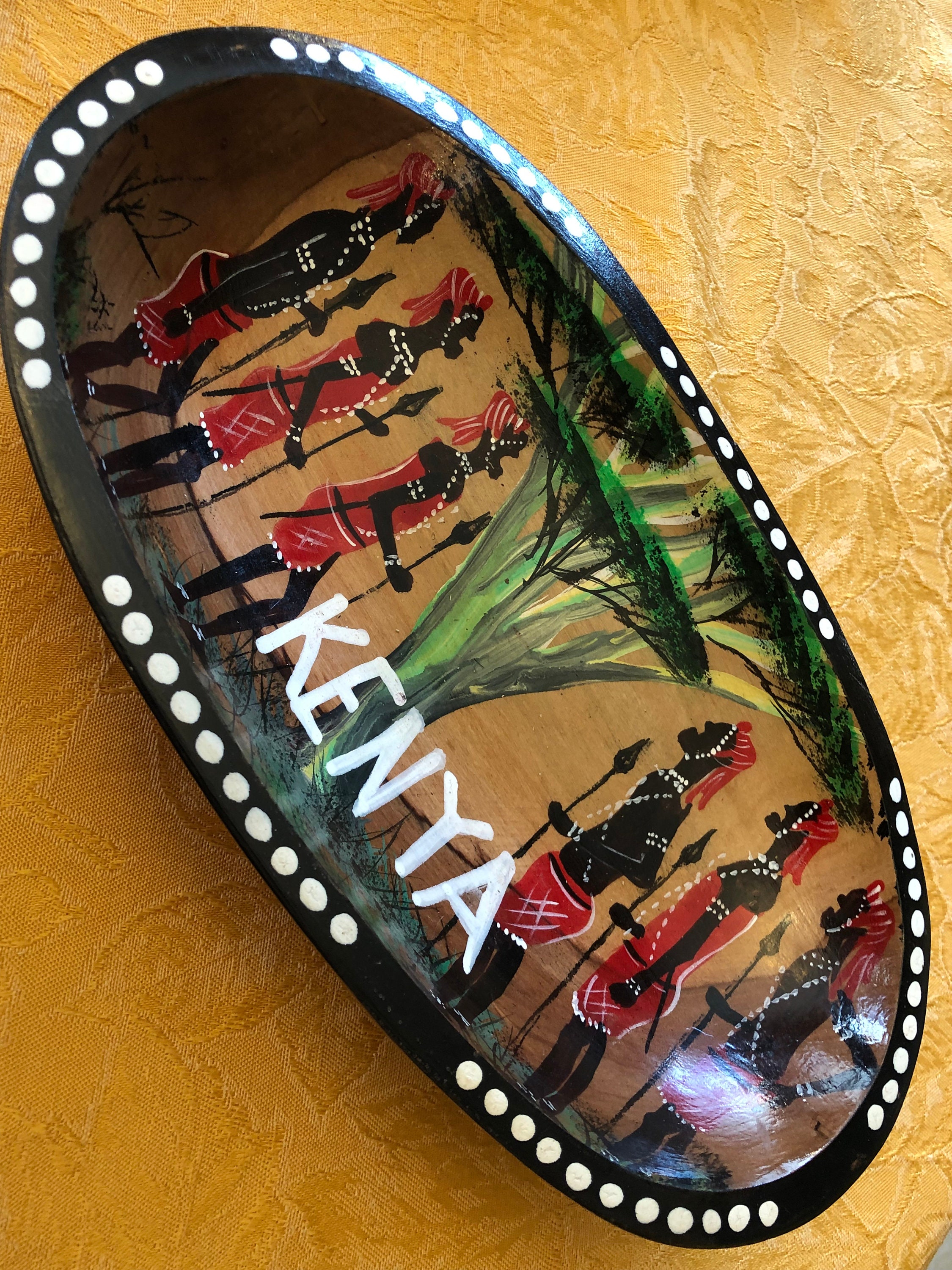 Beautiful Hand Carved Painted African Solid Wood Wooden Large Fruit ...