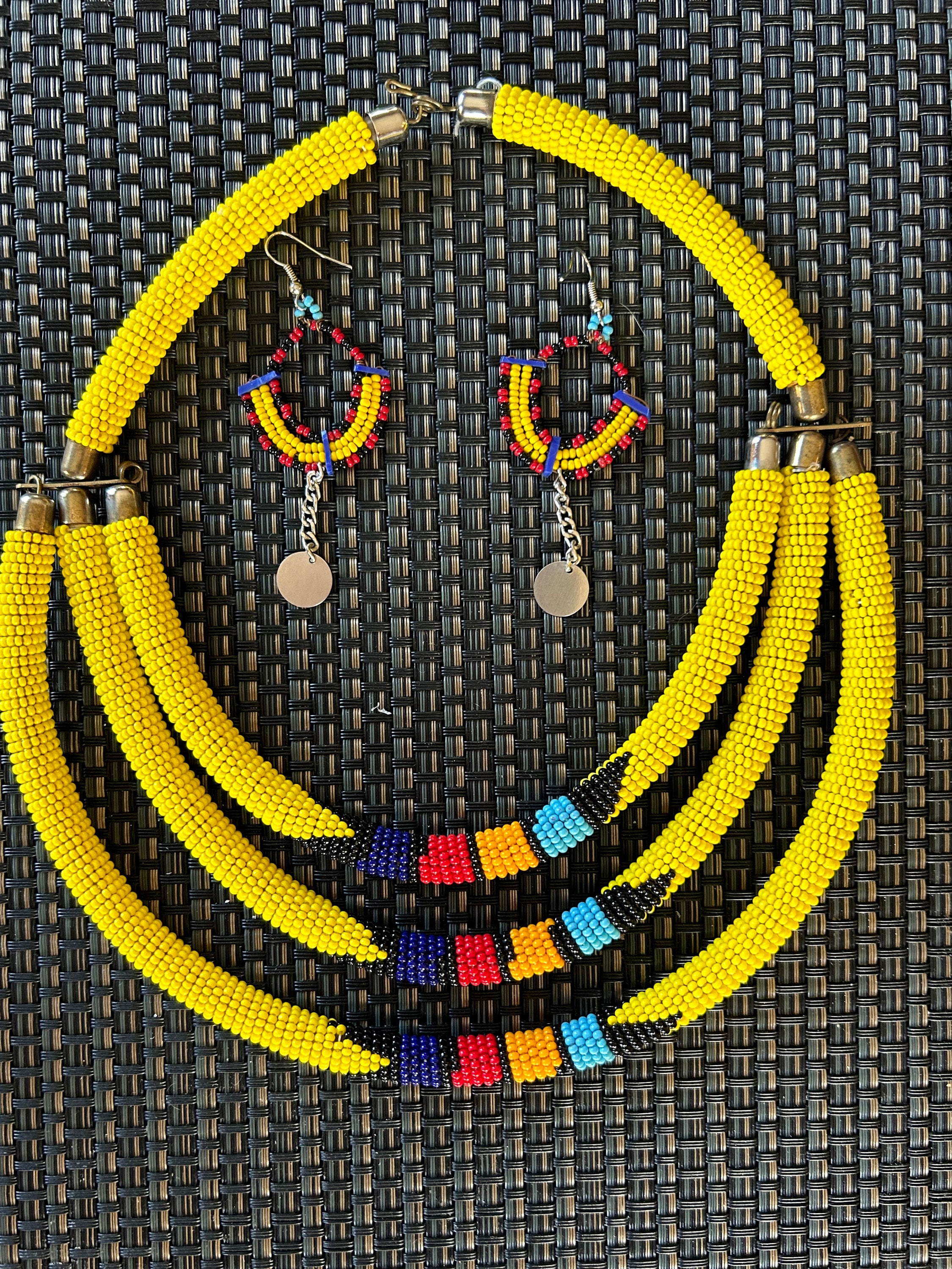 Maasai Masai Mara African Jewelry Beaded Colorful Draping Necklace