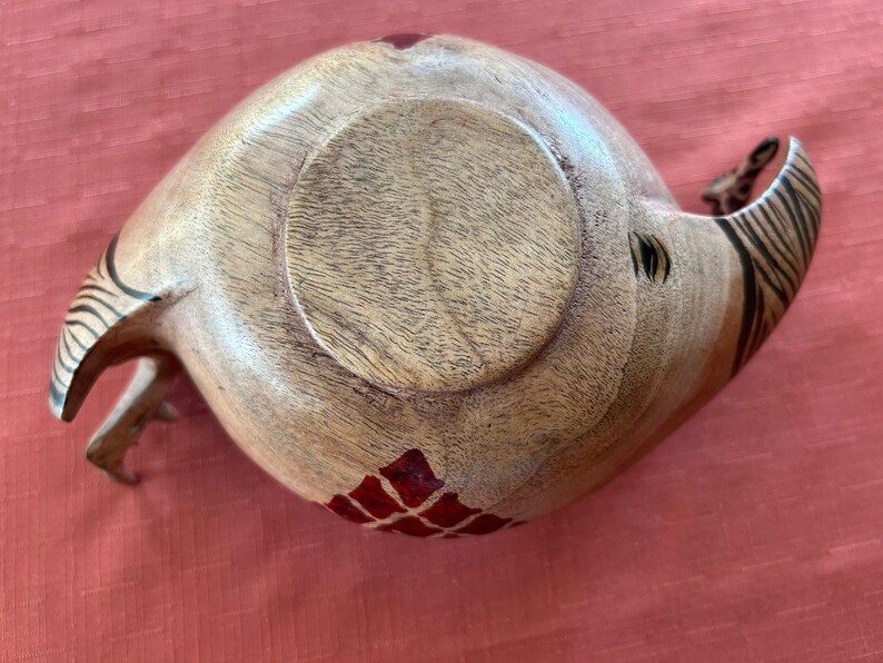 Beautiful Handcarved African Solid Wood Wooden Small Trinket Bowl Rhino ...