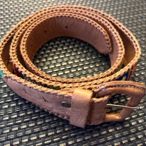 Made in Guatemala genuine leather‎ belt. Size  XS genuine leather belt S-M crafted in Guatemala boho | eBay main image 4