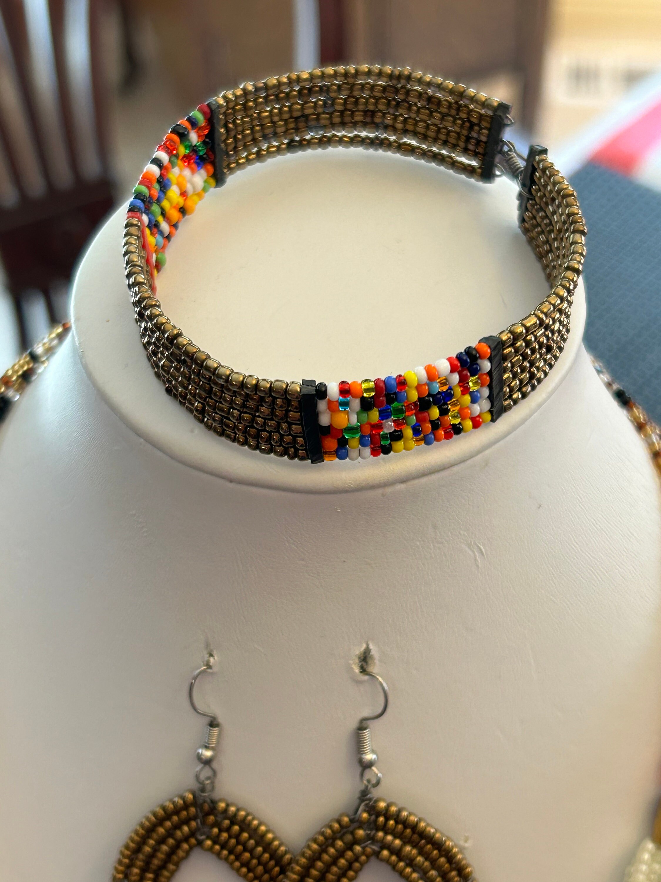 4 Piece Maasai Masai Mara African Jewelry Set Copper Bronze and