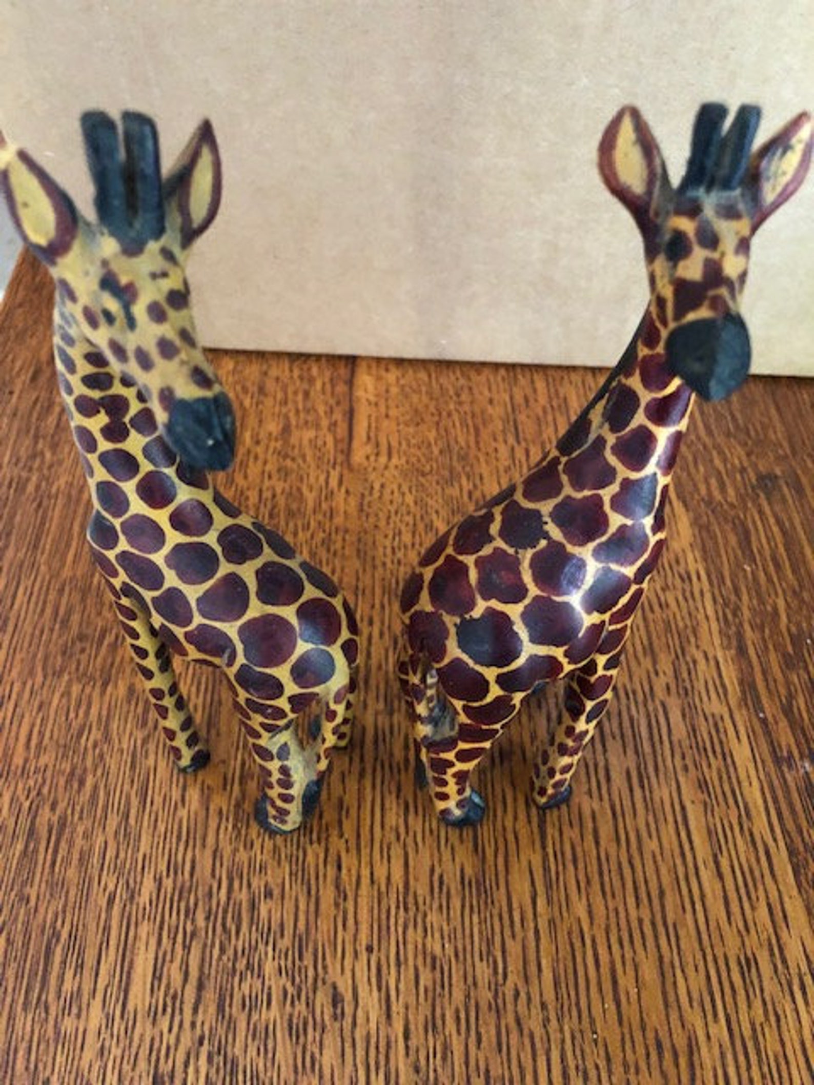 Adorable giraffe pair hand carved African solid wood wooden Etsy