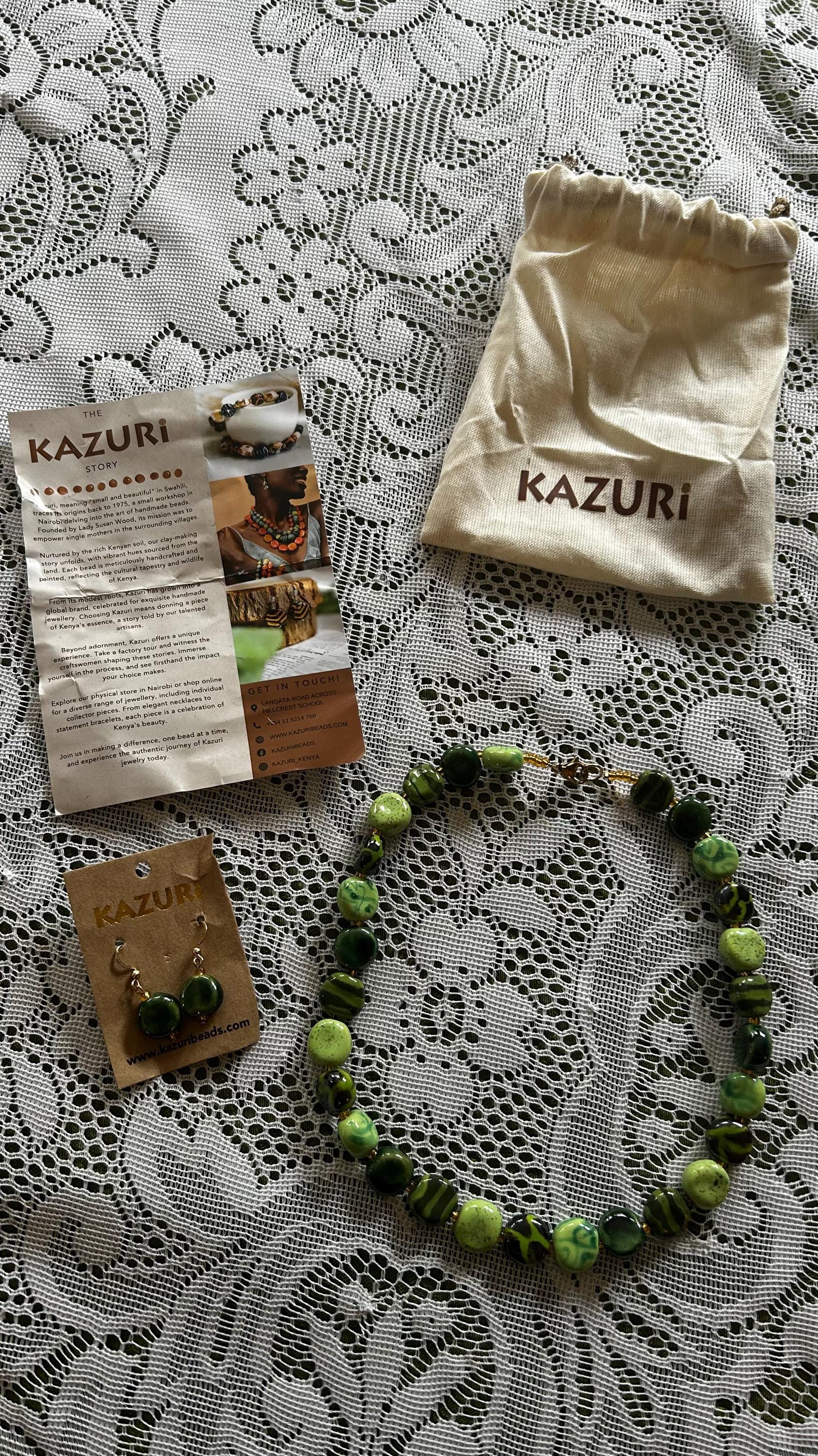 Beautiful KAZURI Beads African Jewelry Elegant Green Clay Beaded
