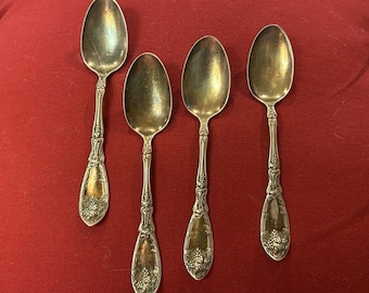 Vintage Lot of 4 Silverplate 1881 Rogers A1 Grape Pattern La Vigne 1908 spoons