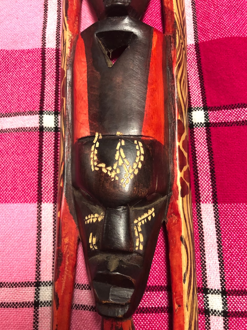 Unique Hand-carved Masai African Tribal MASK Solid Wood Wooden Colorful ...