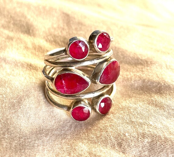 Funky Rough Ruby Statement Ring - image 1