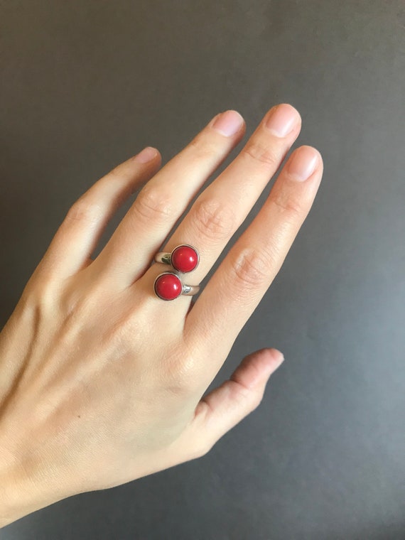 Red Coral Bubble Ring