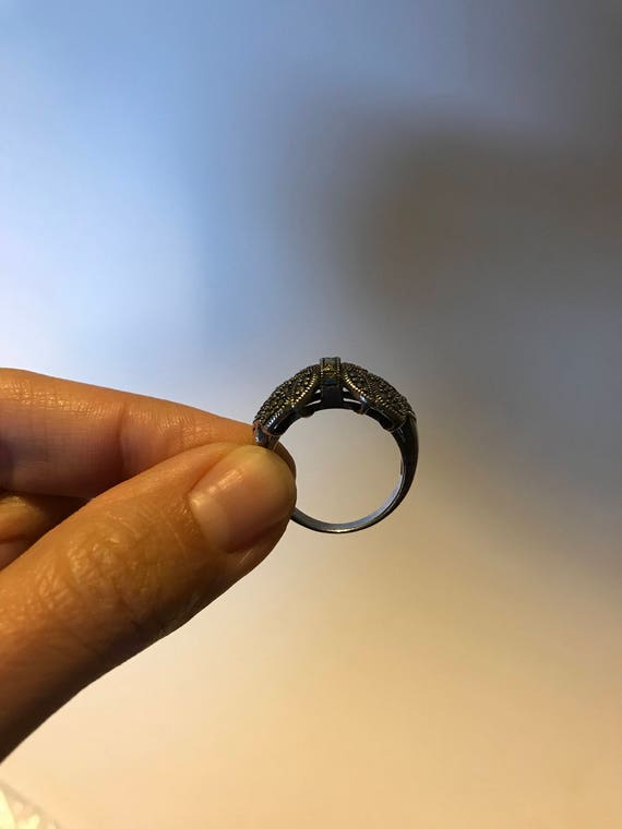 Sterling Marcasite Bow Statement Ring - image 6