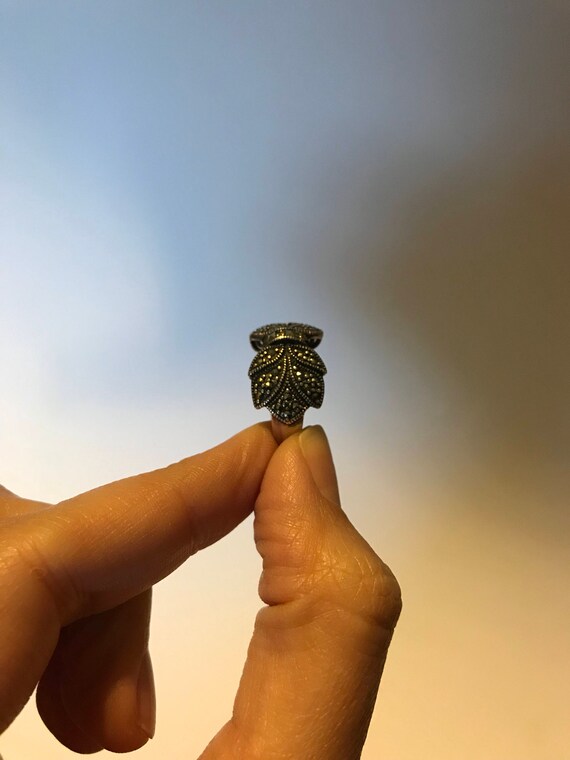 Sterling Marcasite Bow Statement Ring - image 4