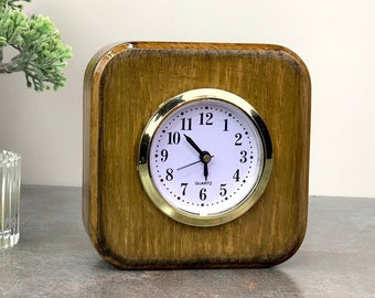 Shabby chic Small Wood desk clock Personalized gift Fireplace mantel decor in Vintage clock Art Deco style Retro clock Modern desk clock