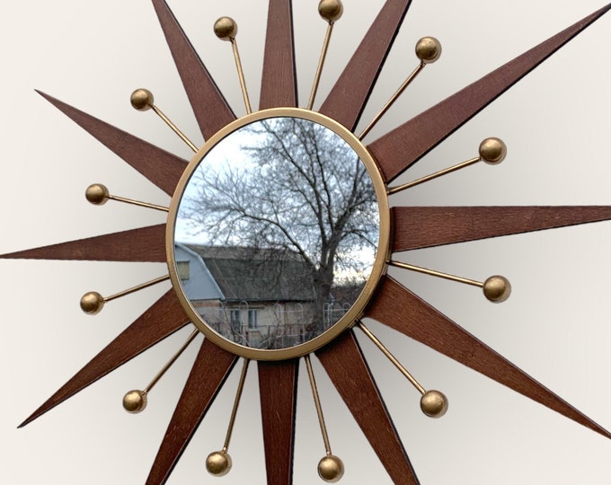 View of Tall, Mid-century Modern, Mirror. Teak Effect Framed, Danish Style ...