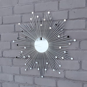 29" Silver Glamorous sunburst mirror with small mirrors  Wall mirrors decorative Vintage starburst Farmhouse decor  Moon phase wall hanging