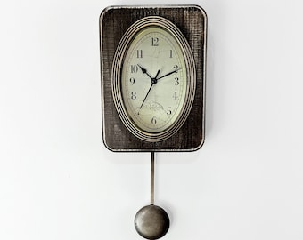 Shabby chic Small wood Silent Wall Clocks with pendulum clock decor in Vintage clock modern wall clock Retro wall clock unique wall decor