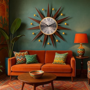 Atomic Starburst Wall Clock: Handmade Retro Industrial Decor (27/30&quot;)