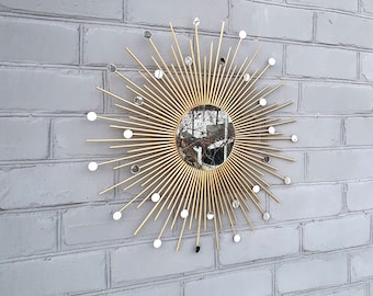 Gold Sunburst Wall Mirror: Glamorous Vintage Farmhouse Decor (22/24 inch)