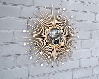 22" 24"Gold Glamorous sunburst mirror with small mirrors  Wall mirrors decorative Vintage starburst Farmhouse decor  Moon phase wall hanging