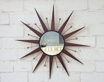 25""Starburst Wandspiegel Atomic Retro Spiegel Gold George Nelson Stil Handmade 1970er Jahre Sunburst Vintage Modern Kinderzimmer Messing Industrial."