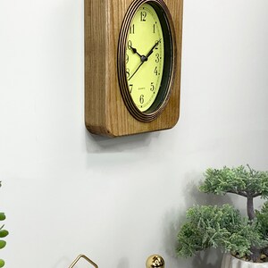 Small wood wall clock Fireplace mantel decor in Vintage clock Art Deco style Retro clock image 4