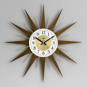 Mid-Century Modern Starburst Wall Clock - 26&quot; Retro Atomic Decor