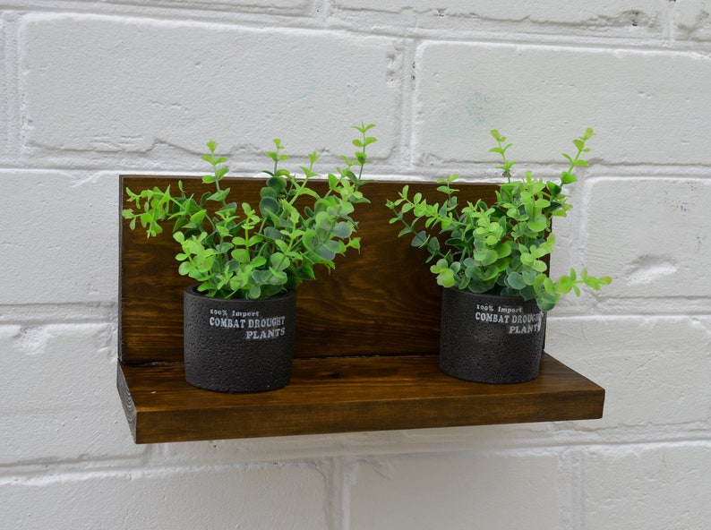 Wood Plant Shelf Сoncrete Pot Wall Planter Indoor Hanging Cactus Outdoor Small