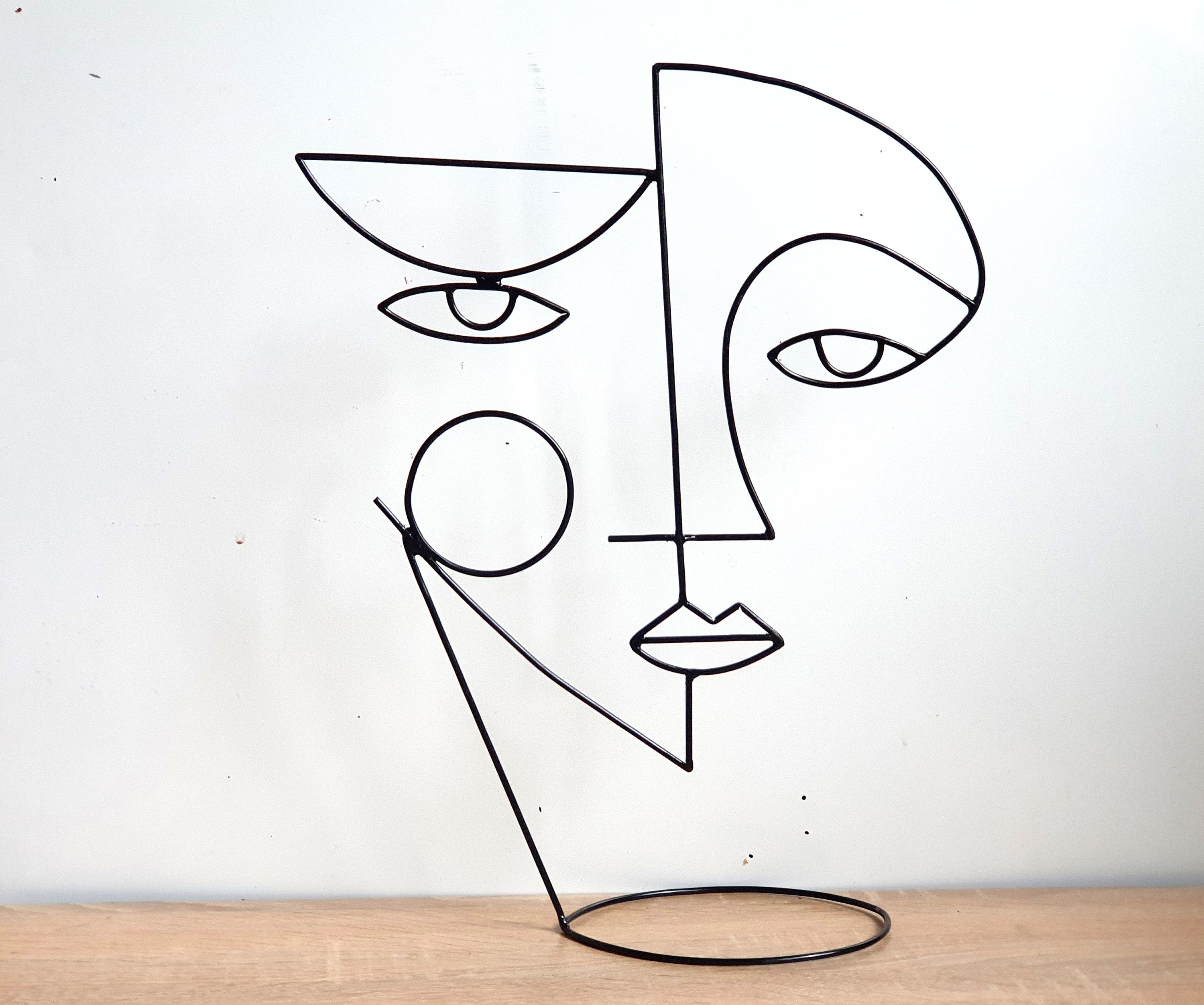 12 14 Abstract Face Wire Sculpture Geometric Art Etsy